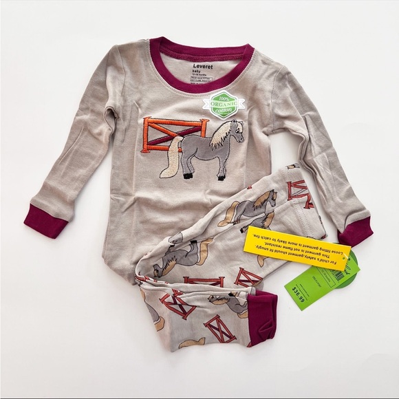 Leveret Organic Pajama Set - Picture 1 of 4